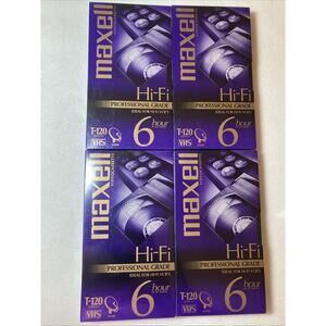 Maxell Hi-Fi Professional Grade T-120 VHS Blank Tapes Lot Of 4 New Sealed 6 Hour
